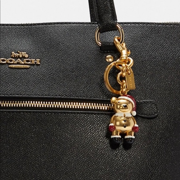 NWT Coach Santa Bear Bag Charm Keychain - Picture 3 of 9